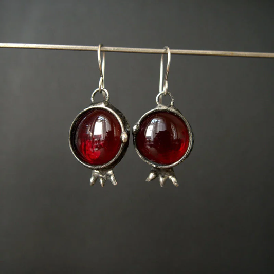 Pendientes Vintage con Cristal Rojo