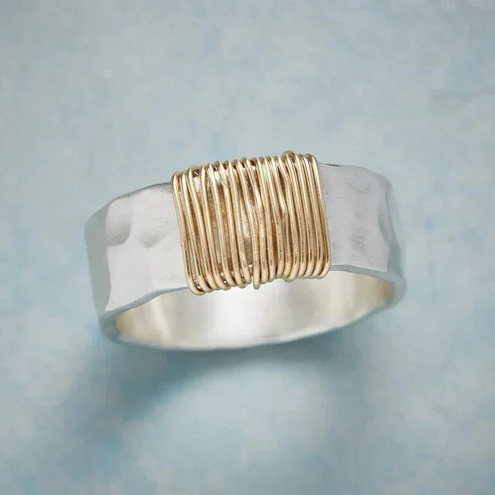 Vintage Silver Ring with Gold Wire