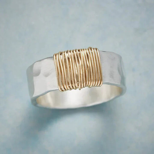 Vintage Silver Ring with Gold Wire