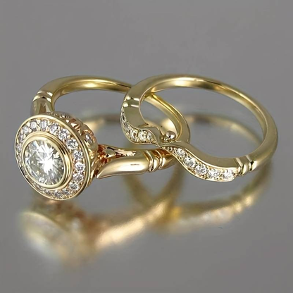 Set Goldringe mit Zirkonium