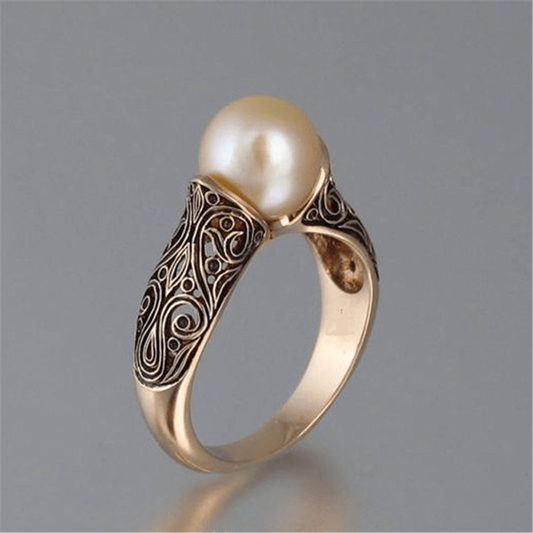 Vintage Ring with Golden Pearl