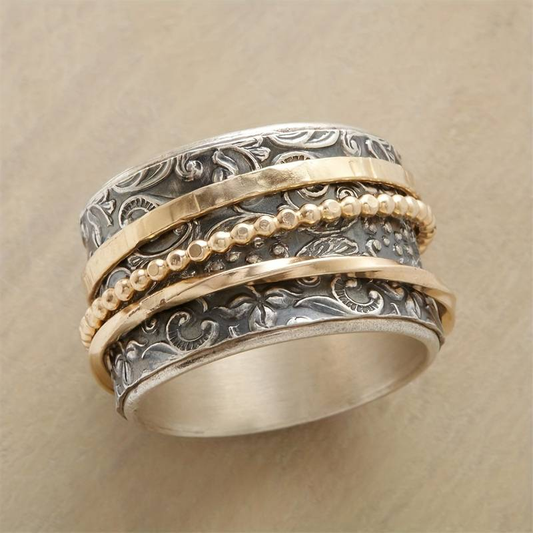 Vintage Two-Tone Gold and Silver Ring, Antique Style