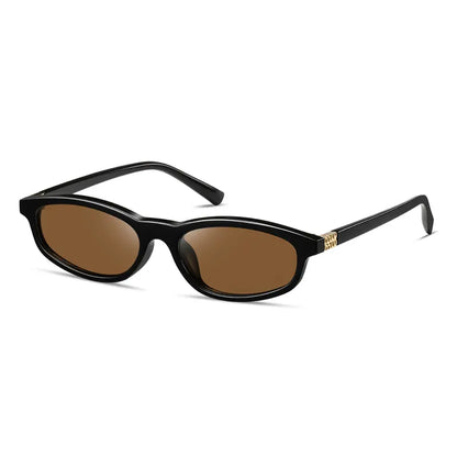 Lunettes de Soleil Œil de Chat Ovales Polarisées pour Femme – Noir / Marron