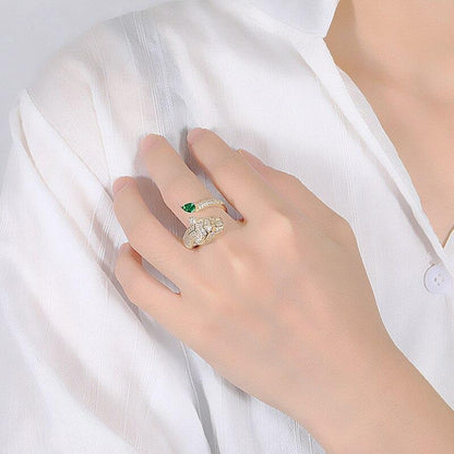 Verstellbarer Leoparden-Ring mit Zirkonia