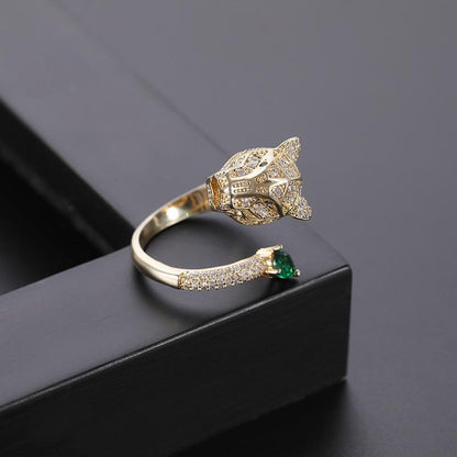 Verstellbarer Leoparden-Ring mit Zirkonia