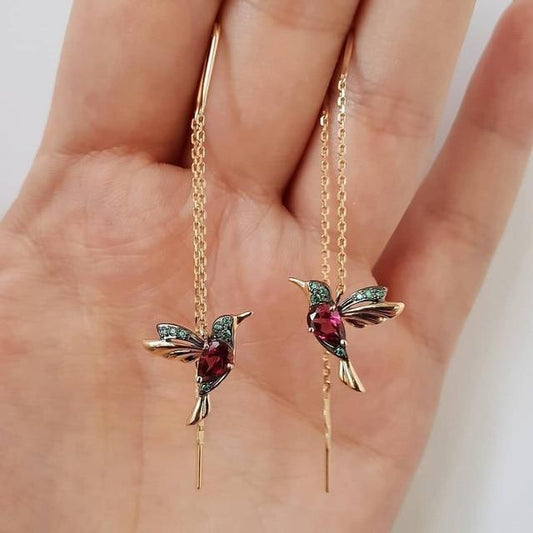 Pendientes de Colibrí con Circonitas y Esmalte