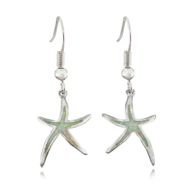 Pendientes de Estrella de Mar en Plata con Ópalos