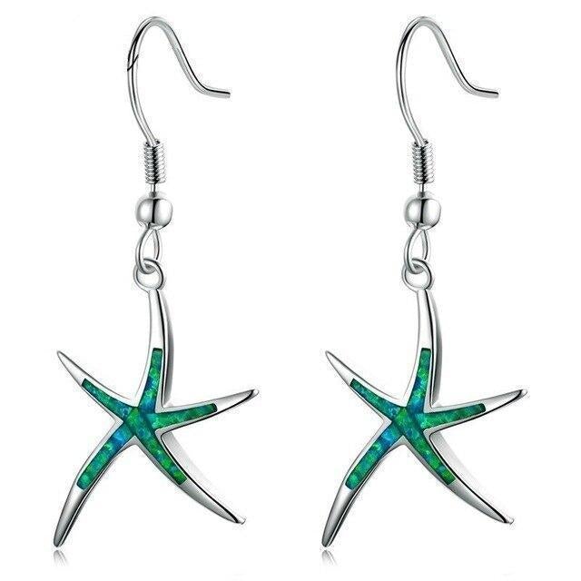 Pendientes de Estrella de Mar en Plata con Ópalos