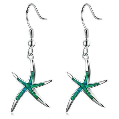 Pendientes de Estrella de Mar en Plata con Ópalos
